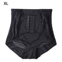 Seamless Breathable Waist Trainer Corset Nylon Mid Waist Slim Girdle Panties High Waist Hook Closure Body Shaper Briefs black
