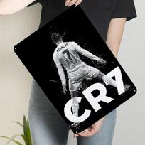 Cristiano Ronaldo Siuuu Futbolo Žaidėjas Metalinis Plakatas Dekoratyviniai Sieniniai Rėmai Individualūs Metaliniai Skardos Ženklai Sienų Meno Dekoras 20x30cm（7.8x11.8inch） gray