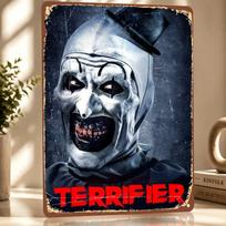 Terrifier Personalized D Textured Metal Poster Wall Art Tinplate Sign for Article Decoration Room Bathroom Decor Luxury Home 20x30cm（7.8x11.8inch） white