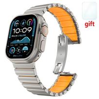 Titanium Band for Apple Watch Ultra3 2 1 49mm Strap Series 11 10 46mm 7 8 9 45mm 5 6 45mm Se Rubber Watchband No Gaps Bracelet for Series11 10 46mm gray