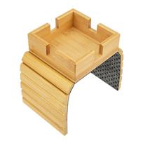 Couch Cup Holder Tray Wooden Anti Slip Sofa Arm Tray Multifunctional Sofa Cup Holder Armrest Organizer For Cups Remote Control orange