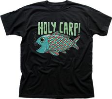 Holy Carp angler Holy Crap fly fishing funny printed 100% Cotton T-shirt Mens Tees Top OZ9411 S black