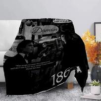 Damon Salvatore The Vampire Diaries Blanket Picnic Blankets Warm Blanket Soft and Comfortable Blanket Home Travel Birthday Gift Size: 75*100cm, Weight: 230 GSM gray
