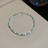 Dopamine Geometric Square Zircon Bracelet For Women Elegant Fashion Jewelry Gift SilverGreen black