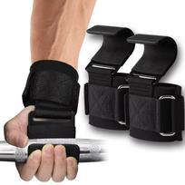 1 Pair Weight Lifting Hook Grips With Wrist Wraps Hand-bar Wrist Strap Gym Fitness Hook Weight Strap Pull-ups Power Lifting Gloves juoda