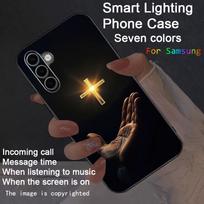 Cross-Shaped Holy Light Colorful Smart Case Glow-In-The-Dark Cover For Samsung Galaxy S26 S24 S23 S22 Ultra S21 S25 FE A15 A16 S25 Ultra gray