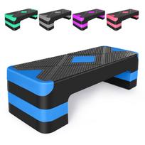 Aerobic Exercise Step Adjustable Stepper Platform for Step Up, 68.5cm/27  Step Deck with 10cm/4 ,15cm/6 ,20cm/8  Adjustable Height Risers (Blue) 68.5 x 28 x 10 cm mėlyna