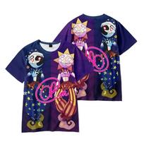 Sundrop Moondrop FNAF Security Breach 3D All Over Print T-Shirt, Sun Moon Clown Anime Short Sleeve Tee XS blue