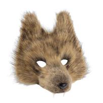 Realistic Role Playing Masque Therian And Tail Set, Halloween Cat Fox Cosplay Costume, Funny Party Faux Fur Plush Animal Accessories for Masquerade B brown