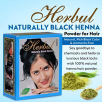 Herbul Naturally Black Henna Powder for Hair, 6 Sachets x 10 gm Each, Natural, Rich Black Color ( Mehndi), Ammonia-Free, Nourishes & Strengthens
