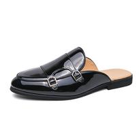 Large Plus Big Size Half Shoes For Men Leather Man Mules Semi-Drag Men Casual Shoes White Backless Loafers slippers Male Slides 38 gray
