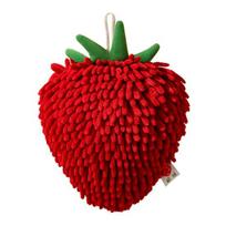 Mielas vaisių rankšluostis, pūkuotas braškių bananų rankšluostis, sugeriantis čenilio minkštas pūkinis rankšluostis su kilpa pakabinimui vonios kambariui, virtuvei Strawberry red