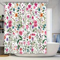 Floral Garden Bliss: Vibrant Watercolor Flower Pattern Shower Curtain for a Fresh and Nature-Inspired Bathroom Décor 90x180cm gray