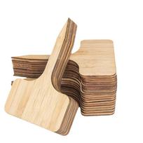 20/40/60Pcs Wooden Plant T-Type Labels Fruit Dessert Flower Pot Handwritten Marker Garden Seed Christmas Party Food Sign Tag 20pcs beige