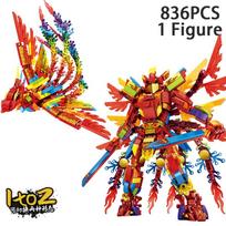 Ninja Legendary Red Phoenix Mecha Green Dragon Armor Robot 1in2 Model Action Figure Building Blocks Sets Bricks DIY Kids Moc Toy yellow
