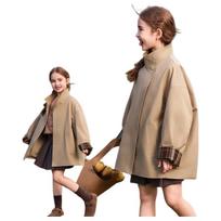 ASK JUNIOR Girls' British Style Plaid Trench Coat 150 beige