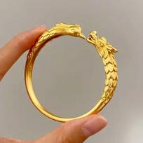 Dragon and Phoenix Open Bracelet Women's Niche High-end Chinese Style One Size(16-22CM) brown