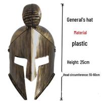 Spartan Warrior Helmet & Shield - Cosplay Samurai Knight Headdress Props One Size black