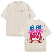 Funny in My Liftin Era Gym Workout Meme T Shirt Vintage Washed Muscle Mommy Gym Women's T-shirt Unisex Harajuku Clothing Tshirts 2XL
