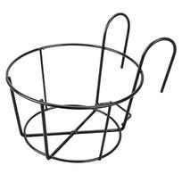 Metal Hanging Flower Pot Holder Round Balcony Rail Plant Stand Bracket for Outdoor Indoor Garden Use S black