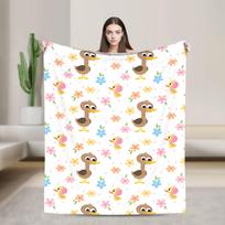 Bumble Nums Cartoon Flannel Blanket Super Simples Warm Bedding Throws for Living Room Camping Trend Bedspread Sofa Bed Cover Size: 75*100cm, Weight: 230 GSM white