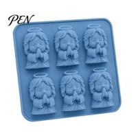 Easy Release Ice Tray Angel Shape Tray, Soft Silicone Mold, Cube 3D for Parties Bars Family Gatherings Maker mėlyna