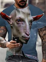 2026 Funny Animal Goat 3D Print Men's T-Shirts Streetwear New Fashion Harajuku Casual Oversized O-Neck Unisex Clothes Tees Tops XXS gray