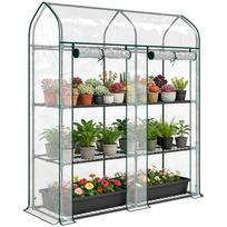 Garden Greenhouse, Small Balcony Greenhouse 3-tier shelves in PVC Tarpaulin and Steel Frame, 143 x 46 x 165 cm, transparent 143 x 46 x 165 cm