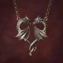 Medieval Dragon Heart Pendant Necklace With Alloy Chain For Romantic Gift auksas