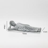 Reclining Buddha Sandstone Buddha Green Sandstone Buddha Statue Zen Ornament  Fish Tank Landscape style 1 gray