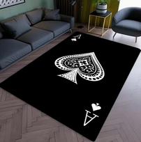 1pc Elegant Poker Card Pattern Green Carpet Soft Durable Living Room Decor Perfect for Christmas New Year Parties Enhances Home 40X60cm black