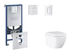 Grohe Rapid SLX - Pakabinamo elemento komplektas, WC su švelnaus uždarymo dangčiu ir Skate Cosmopolitan nuleidimo mygtuku, Triple Vortex, Alpine White SANI11BB3105