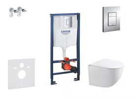 Grohe Rapid SL - Komplektas: Potinkinis sieninis elementas, Gaia unitazas su švelnaus uždarymo dangčiu ir Skate Cosmopolitan nuleidimo plokštele, chromuotas SANI11BA1105