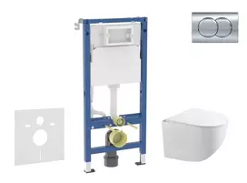 Geberit Duofix potinkinis elementas, Gaia WC su minkšto uždarymo dangčiu ir Delta01 nuleidimo mygtuku, blizgus chromas SANI11CA1130B