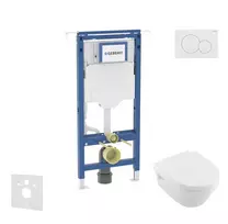 Geberit Duofix - potinkinio elemento komplektas, Villeroy & Boch unitazas ir sėdynė, Sigma01 mygtukai, DirectFlush, SoftClose, CeramicPlus, Alpine White SANI11CK3109