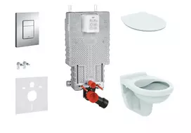Grohe Uniset - Pakabinamo elemento komplektas, Alpha unitazas su dangčiu, Skate Cosmopolitan nuleidimo plokštelė, chromas 38643SET-KD