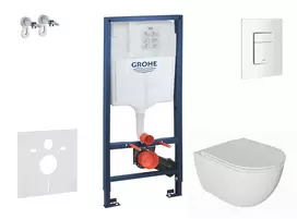 Grohe Rapid SL - Pakabinamo elemento komplektas, WC Oudee su švelnaus uždarymo dangčiu ir Skate Cosmopolitan nuleidimo mygtuku, Alpine White SANI11BA3101