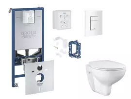 Grohe Rapid SLX - Komplektas: Potinkinis bakelio elementas, unitazas su švelnaus uždarymo dangčiu, Skate Cosmopolitan mygtuko mygtukas ir Fresh konversijos rinkinys, Alpine White SANI11BB3133