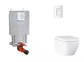 Grohe Uniset - Pakabinamo elemento komplektas, WC su švelnaus uždarymo dangčiu ir Skate Cosmopolitan nuleidimo mygtuku, Triple Vortex, Alpine White SANI15BB3105