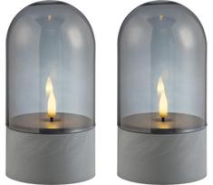 Brilliant - Rinkinys 2x LED žvakės ILLUSION LED/2xAA IP44 pilka/dūminė juoda