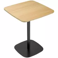 Mažas valgomojo stalas, 60 cm, kvadratinis, MDF stalviršis, plieninis pagrindas, svetainei, valgomajam, virtuvei, natūralaus medžio + juoda