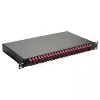 Equip 24 prievadų optinio pluošto sujungimo dėžutė, SC Duplex, OM4, 1U, su įranga, juoda
