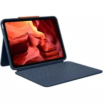Logitech Rugged Combo 4 klaviatūros dėklas, skirtas iPad 10th Gen – klasikinė mėlyna (prancūziškas AZERTY išdėstymas)