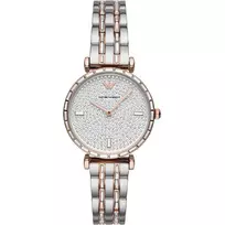 ARMANI Gianni T-Bar moteriškas laikrodis AR11293 – 32mm nerūdijančio plieno kvarcinis sidabrinis ciferblatas