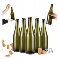 30x Stiklinės buteliai šampanui, sidrui, vynui 750 ml alyvuogių
