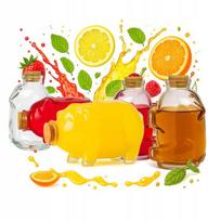 5x Stiklinės buteliukai kiaulytės 350ml su kamšteliu