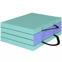 Sulankstomas treniruočių kilimėlis su rankena, sportinis kilimėlis jogai ir fitnesui, sintetinė danga, 180 x 60 x 5 cm, žalias + violetinis
