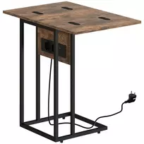 HOMCOM Sulankstomas staliukas, įkrovimo stotelė su USB prievadais, metalas, 39 x 29 x 57 cm, ruda.