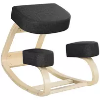 Vinsetto Kniestuhlė, Ergonomiškas Sėdimasis Pufas, Minkštas Pufas Sveikai Laikysenai Palaikyti, Beržo Mediena, 120 kg Keliamoji Galia, Juodas