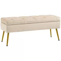 Minkštas suoliukas su daiktadėže 102 x 35 x 43 cm, smėlio spalvos